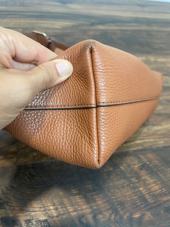 Tory Burch Thea Cognac Pebbled Leather Hobo Shoulder Bag with Tassel - Picture 8 of 10